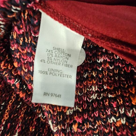 J. Jill Red Multi Tweed Knit Knee Length Office Pencil Skirt Large Quiet Luxury - Picture 6 of 7